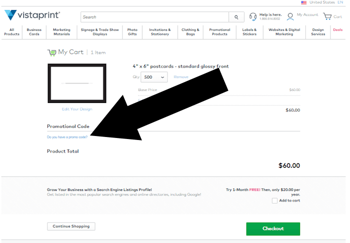 How to redeem a Vistaprint coupon - Step 3