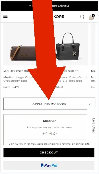 How to redeem a Michael Kors discount - Step 3