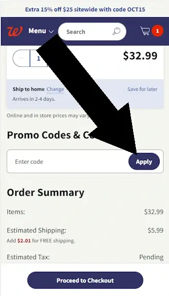 How To Use a Walgreens Promotional Code - Step 3
