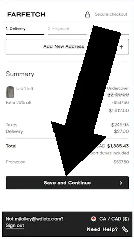 How to use a promotional code on farfetch - Step 4