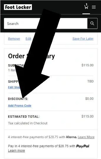 How to redeem Foot Locker coupons - Step 3