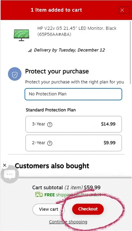 How to redeem a coupon on Staples - Step 2: A screenshot of staples.com with an arrow pointing to a button with the label "Checkout"