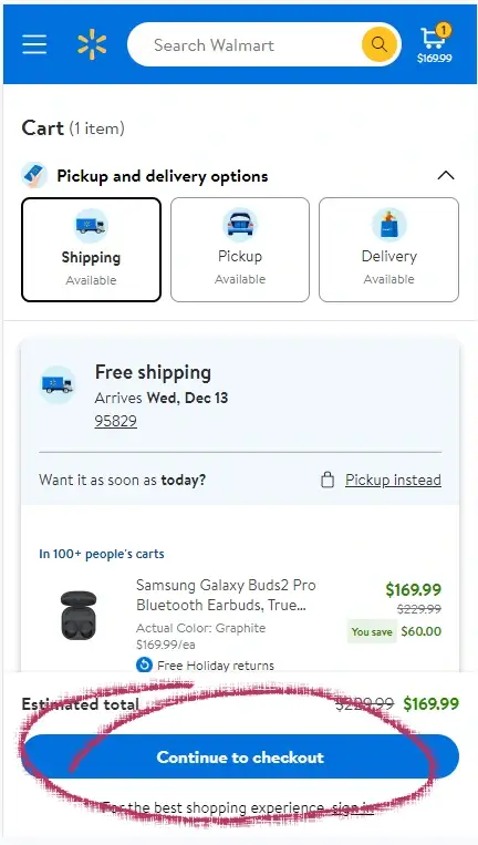 How to redeem Walmart coupons Step 2: Tap button with text Continue To Checkout