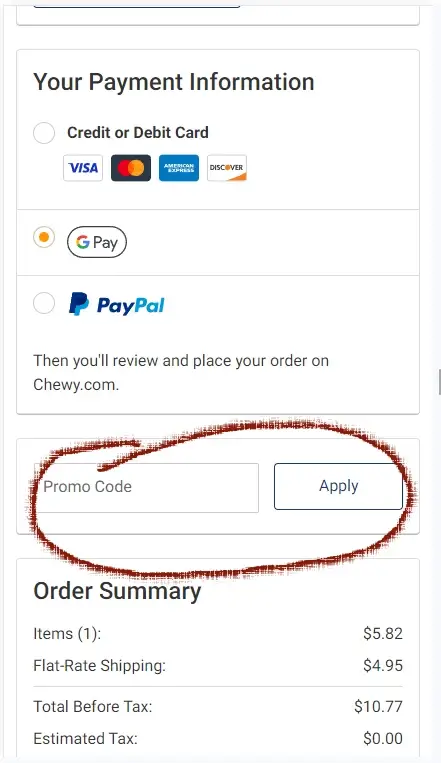 How to use a coupon on Chewy Step 3
