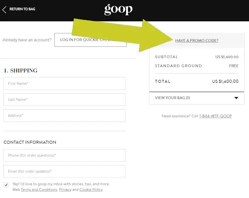 how to use a goop coupon step 3