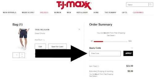 How to redeem TJ Maxx coupons - Step 3