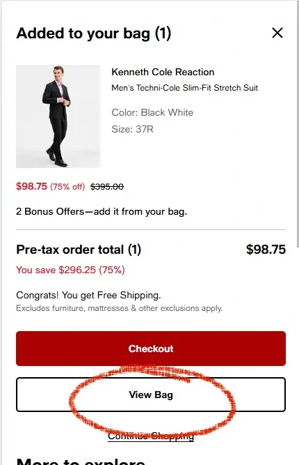 macys-2-mobile Macy’s Your Bag page on mobile showing the promo code box above Proceed to Checkout.