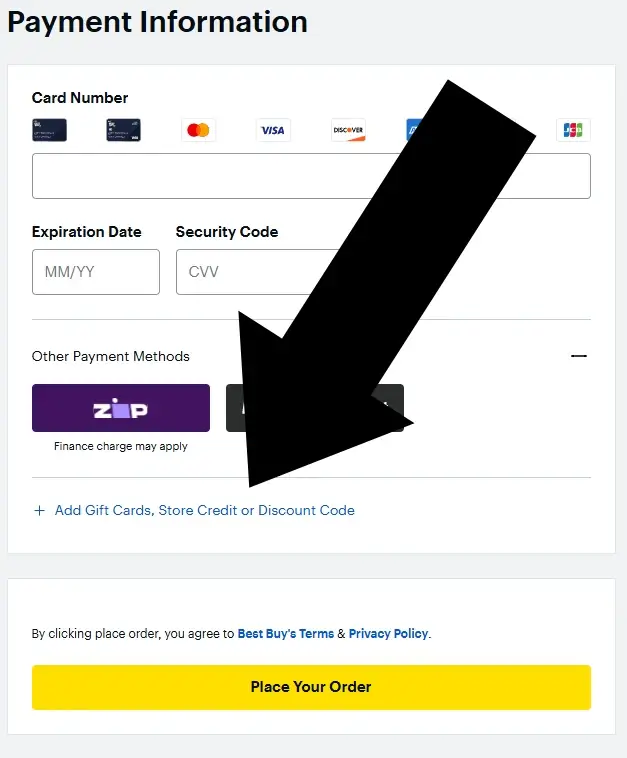 bestbuy-desktop-4 Best Buy desktop checkout showing where to enter a promo or discount code under Payment Information