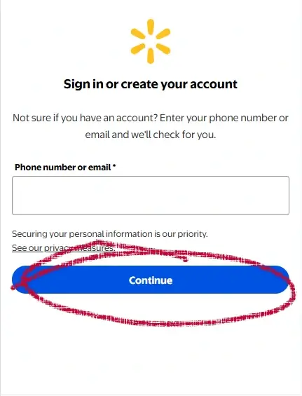 Walmart checkout page with Sign In to Your Account link above order summary
