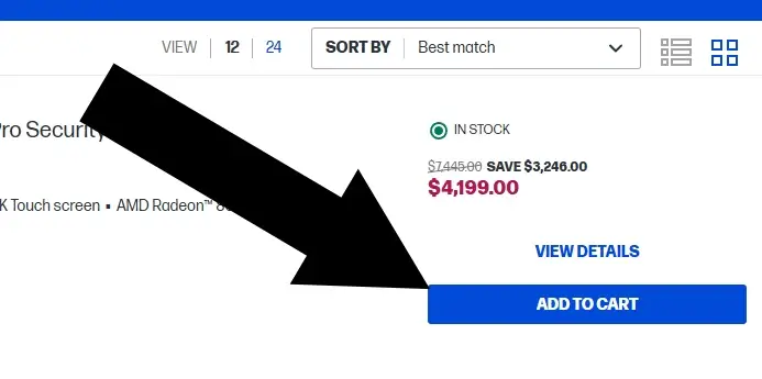 HP-1 Add to Cart button on HP product page