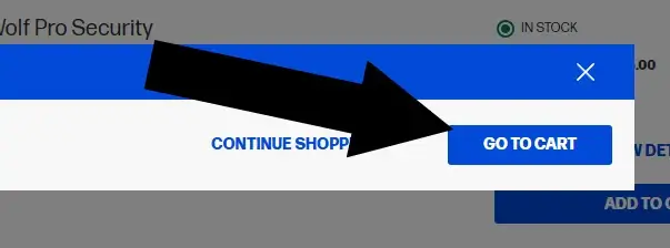 HP-2 HP popup showing Go to Cart option