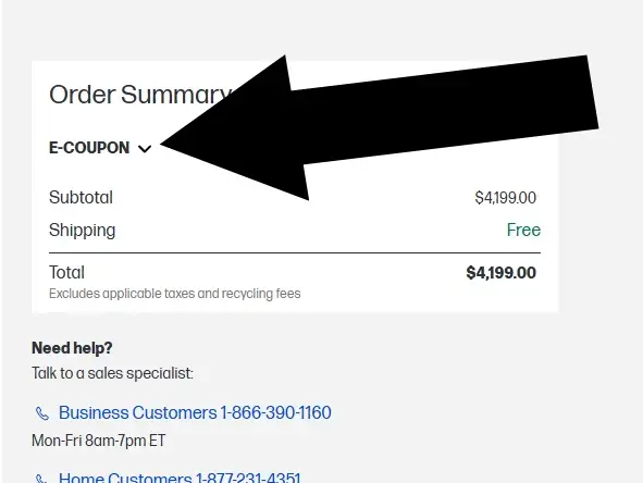 HP-3 HP checkout screen with Coupon code field visible
